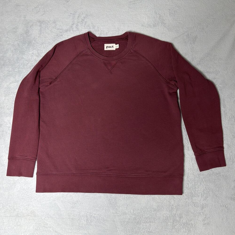 Pact Organic Cotton Burgundy Red Sweatshirt - Size XL Crew Neck